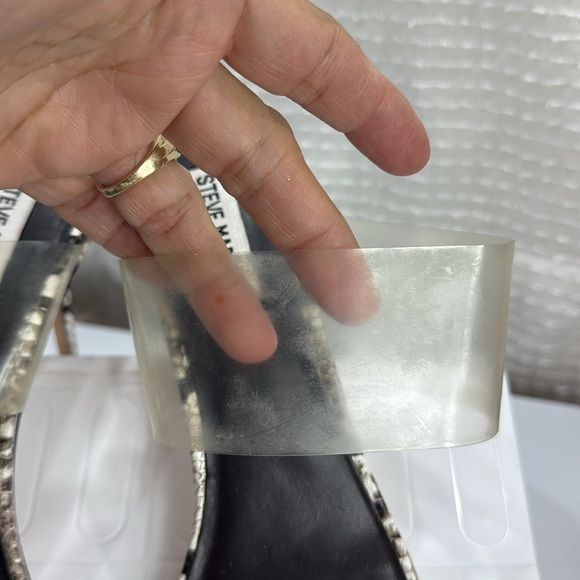 (N8) Steve Madden Snake print heels with clear criss-cross straps, Sz 9.5 women - Picture 7 of 12